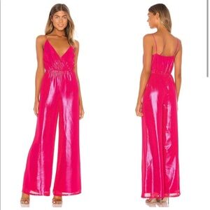 NWOT! Lovers + friends Sampson wide leg jumpsuit in metallic magenta pink S